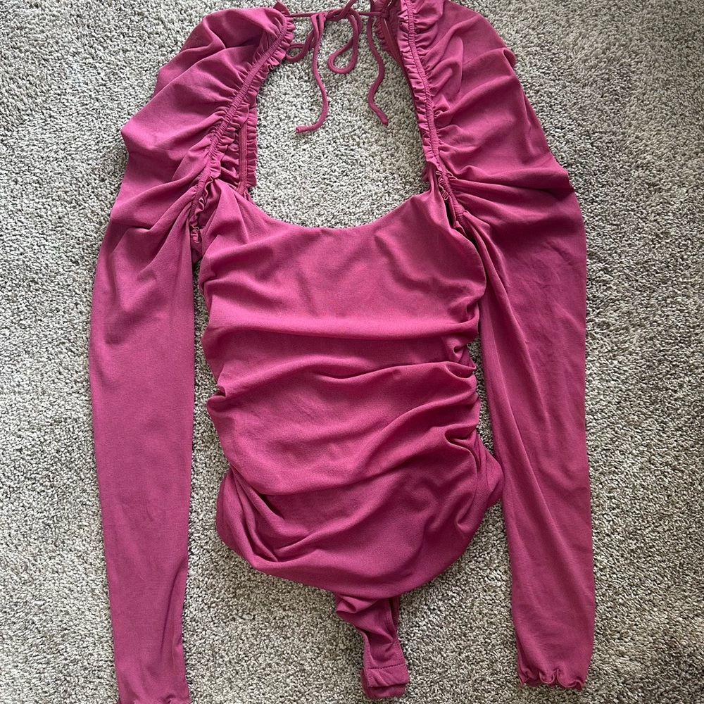 Free People Long Sleeve Ruched Bodysuits